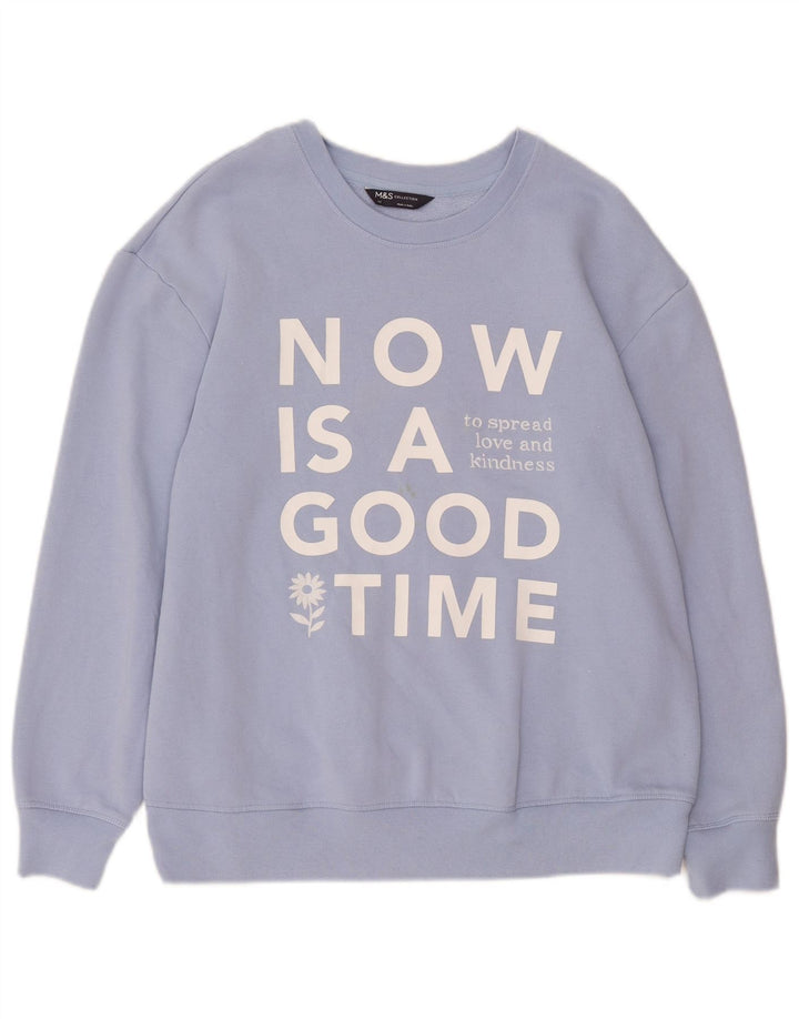 Felpa grafica da donna Marks & Spencer UK 14 grande cotone blu