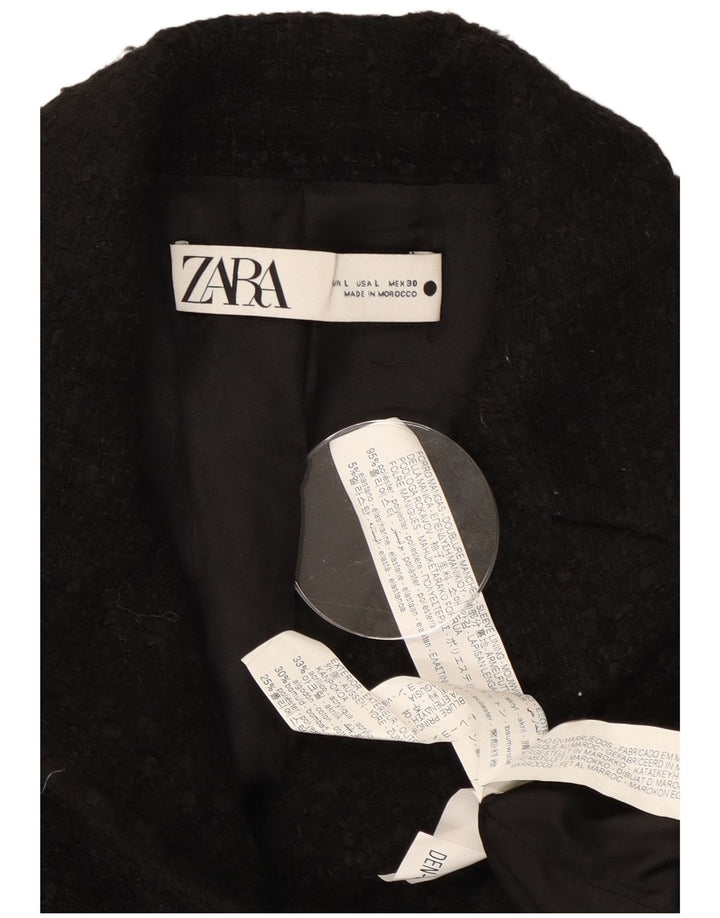 Giacca blazer doppiopetto corta da donna Zara UK 16 grande poliestere nero