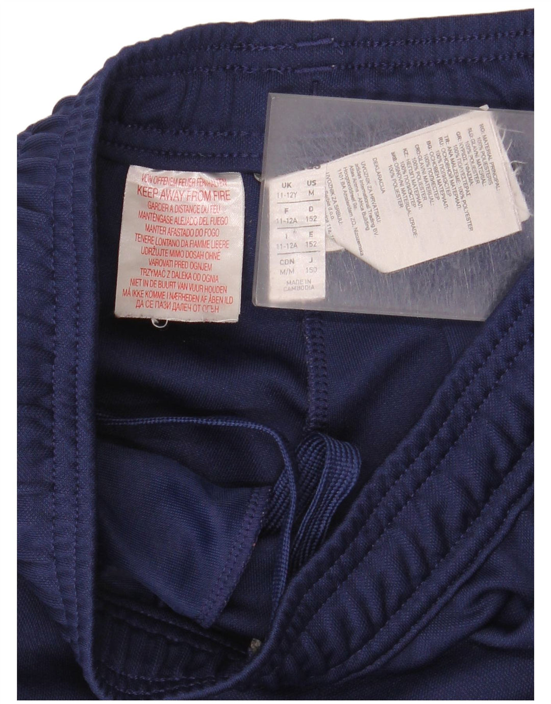 Pantaloni della tuta da ragazzo Adidas 11-12 anni in poliestere blu navy