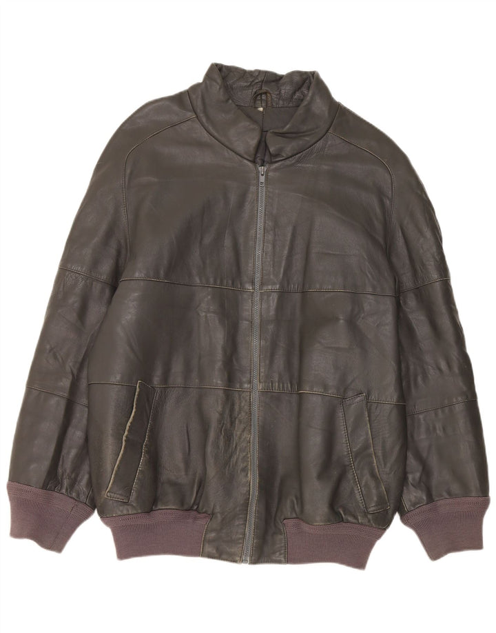Giacca in pelle vintage da uomo UK 40 grande grigia