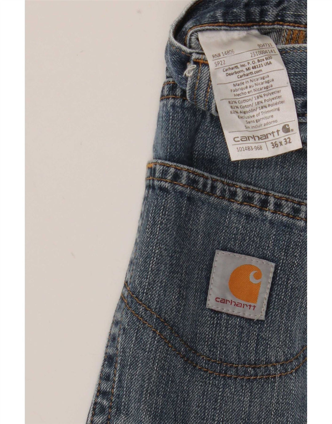 Jeans dritti da uomo Carhartt W36 L32 cotone blu