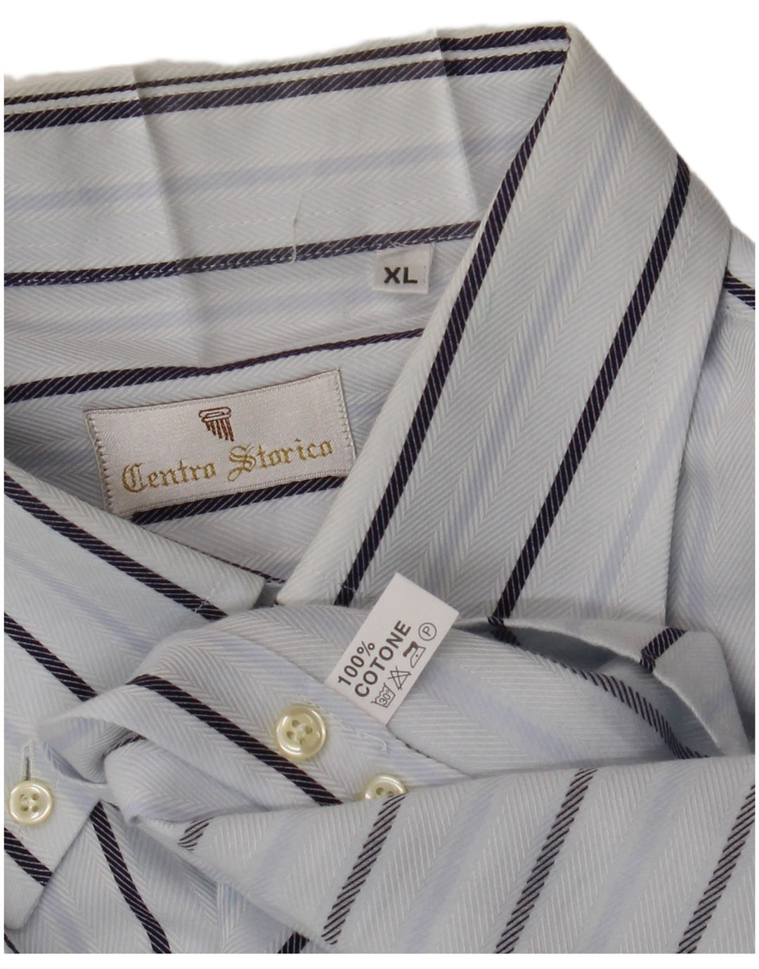 VINTAGE Mens Shirt XL White Pinstripe Cotton