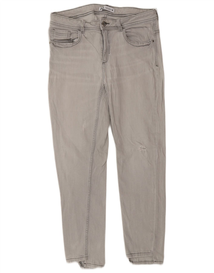 Jeans skinny effetto invecchiato da donna Zara EU 44 Large W34 L26 Grigio