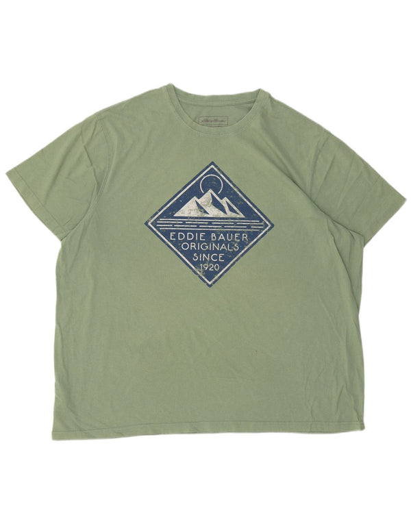 T-shirt grafica da uomo EDDIE BAUER Top 2XL cotone verde
