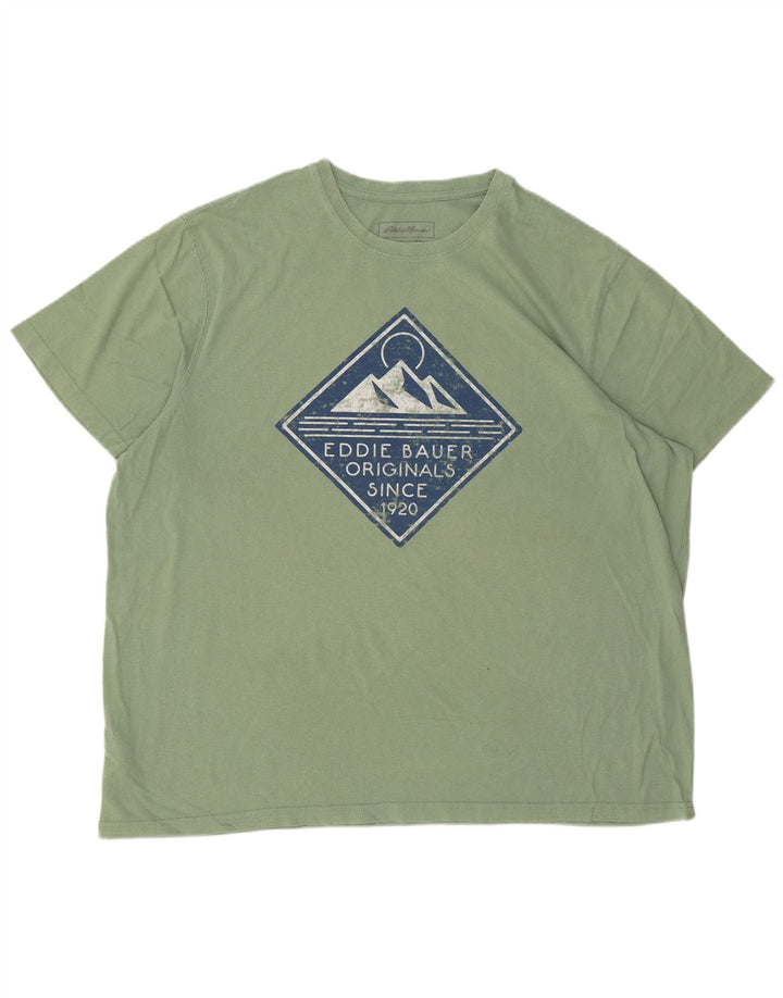 T-shirt grafica da uomo EDDIE BAUER Top 2XL cotone verde