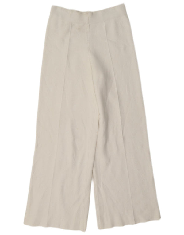 Pantaloni da tuta da donna Zara a gamba larga UK 8 piccoli in viscosa bianca