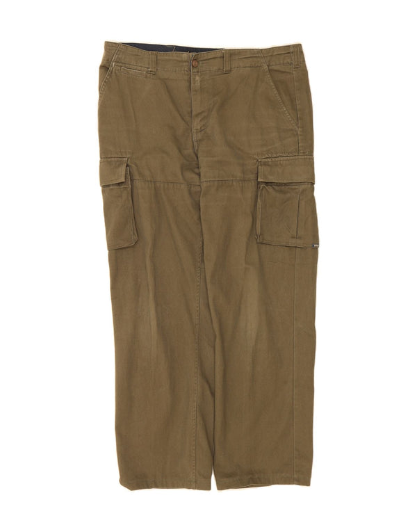 BRUGI Mens Straight Cargo Trousers W36 L29 Khaki Cotton