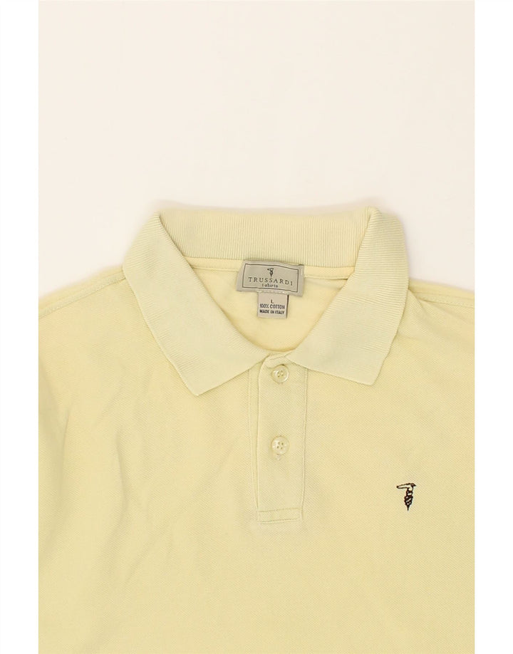 TRUSSARDI Mens Polo Shirt Large Yellow Cotton Vintage Trussardi and Second-Hand Trussardi from Messina Hembry 