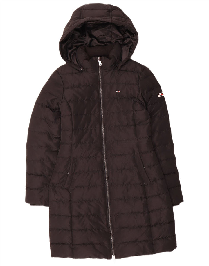 Cappotto imbottito con cappuccio da donna Tommy Hilfiger UK 10 piccolo poliestere nero