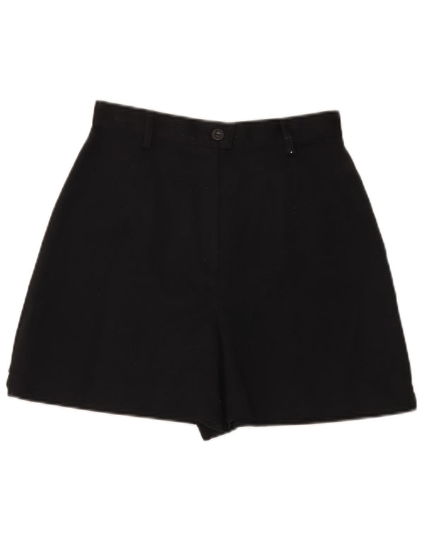 Pantaloncini casual vintage a vita alta da donna piccoli W26 poliestere nero