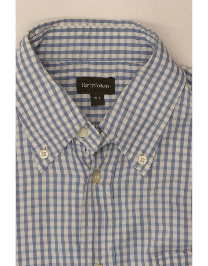 Camicia da uomo Henry Cottons taglia 41 grande a quadretti blu