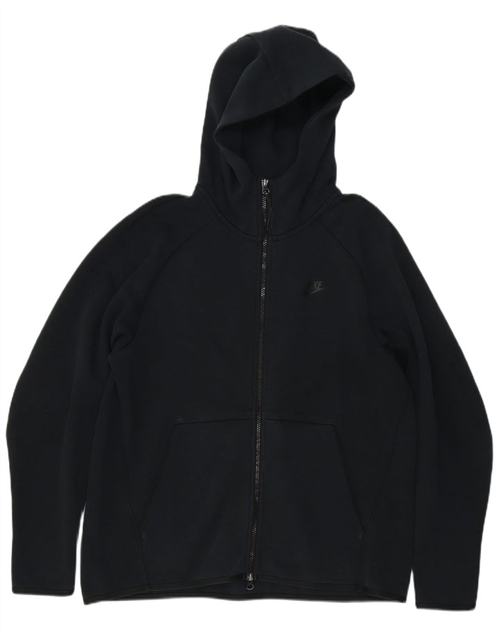 Felpa con cappuccio e zip Nike da uomo, grande, in cotone nero