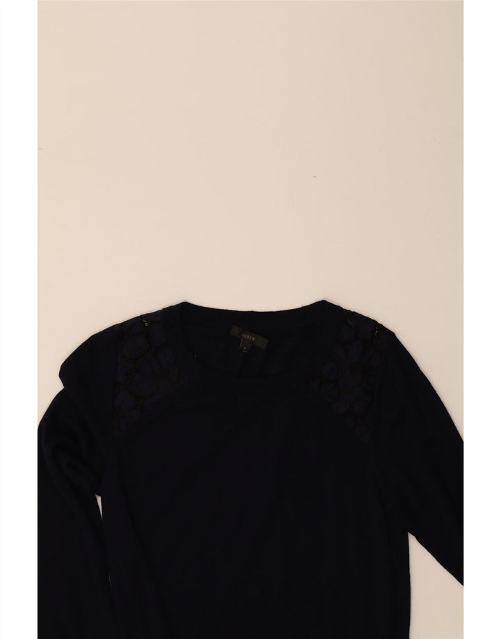 J. CREW Womens Crew Neck Jumper Sweater UK 10 Small Navy Blue Wool Vintage J. Crew and Second-Hand J. Crew from Messina Hembry 