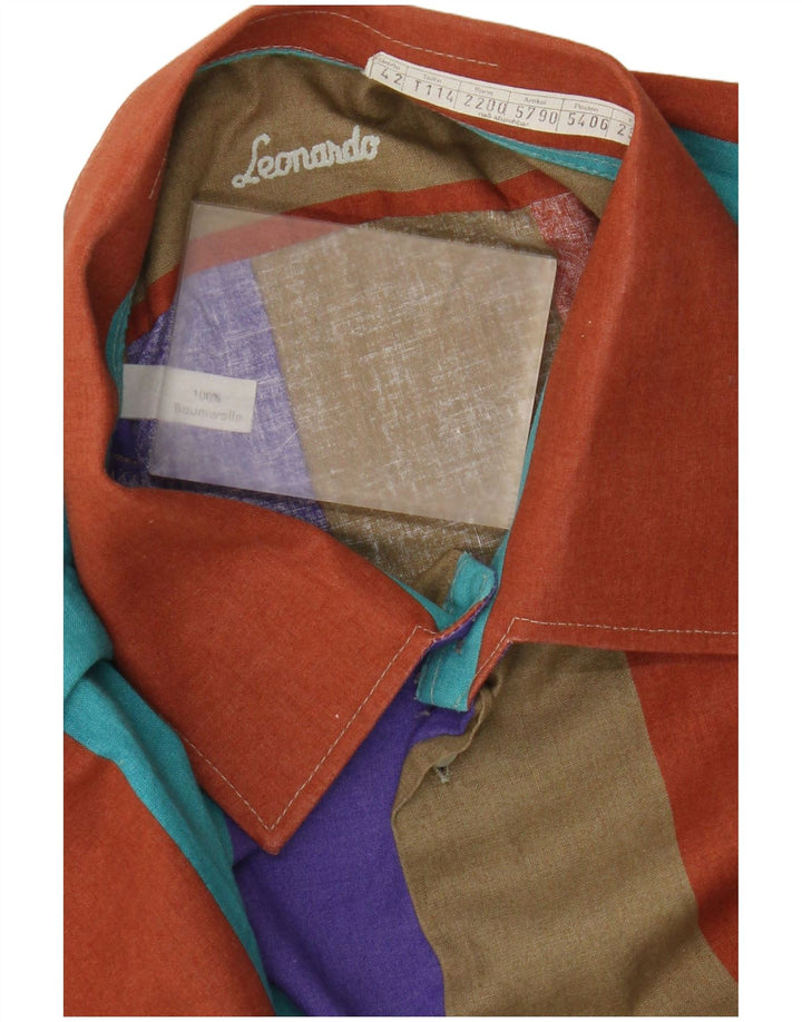 Camicia Uomo Manica Corta Leonardo IT 42 Cotone Rigato Medio Multicolore