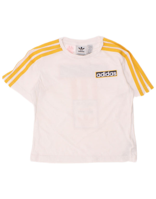 T-shirt grafica da ragazzo Adidas Top 3-4 anni in cotone bianco
