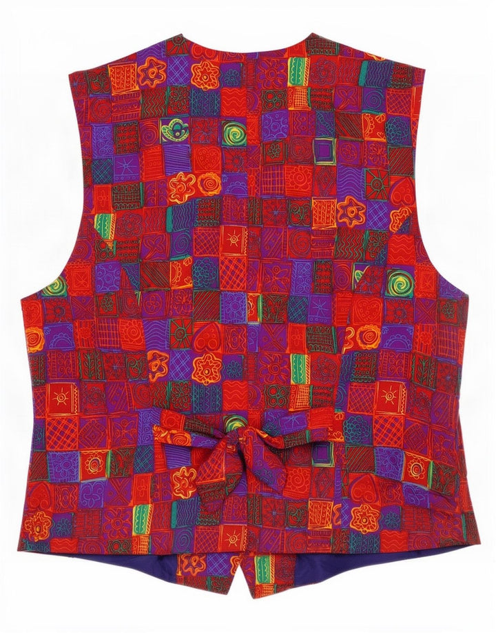 Gilet da donna vintage EU 38 viscosa patchwork rosso medio