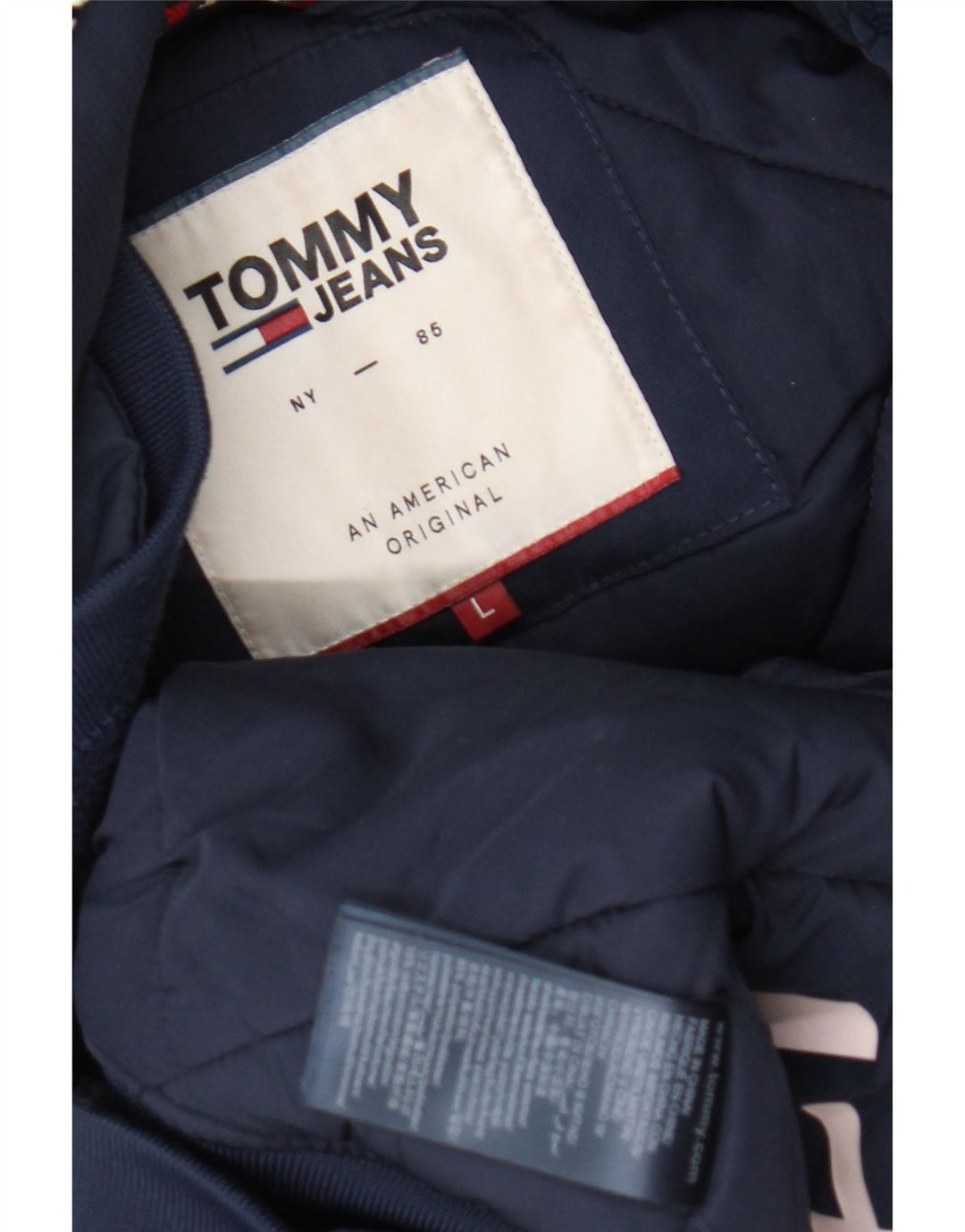 Giacca imbottita con cappuccio da uomo Tommy Hilfiger UK 40 Large in poliestere blu navy