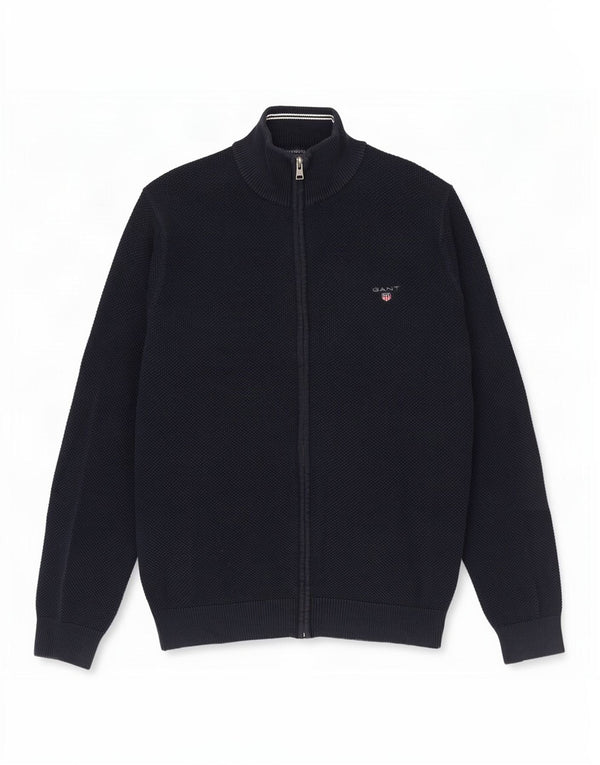 Gant Maglione Cardigan da Uomo Grande in Cotone Blu Navy