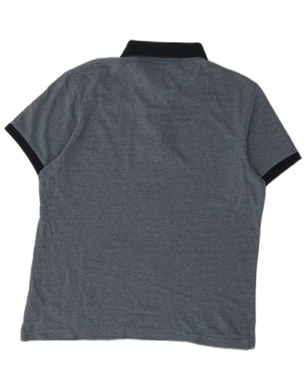 Barbour Mens Polo Shirt Large Navy Blue Colourblock Cotton