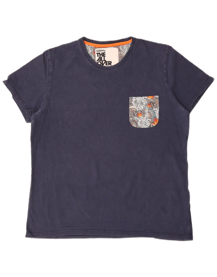 T-shirt grafica da uomo Superdry Top 2XL in cotone blu