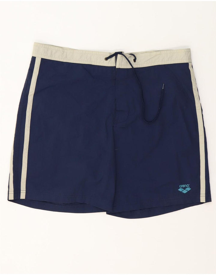 Pantaloncini da bagno da uomo Arena grandi in poliestere color block blu navy