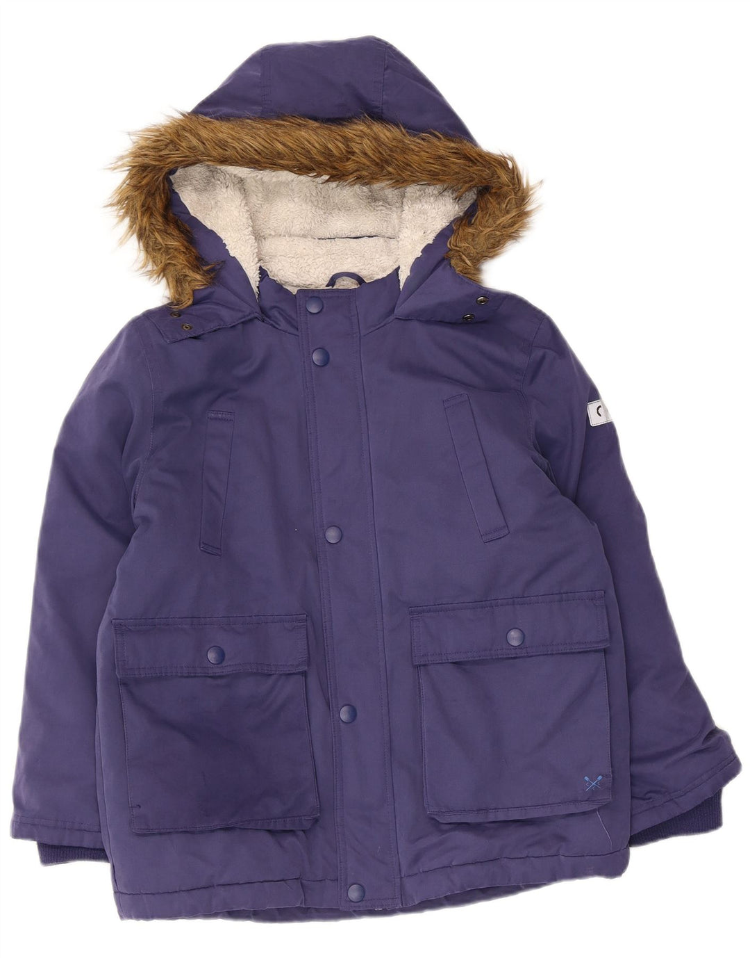 Crew Clothing Giacca parka Sherpa da ragazzo con cappuccio 11-12 anni in poliestere blu