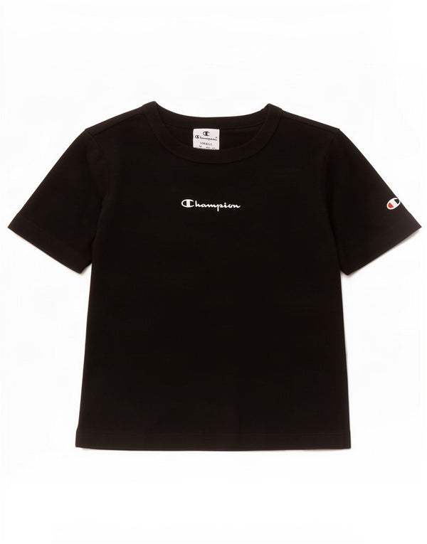 T-shirt corta da donna Champion UK 8 piccola in cotone nero