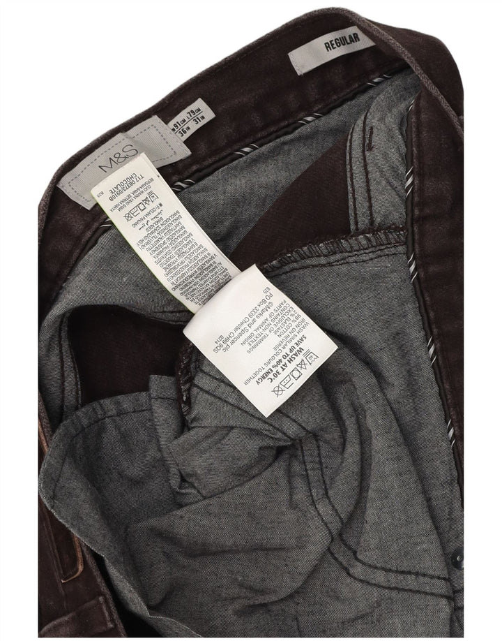 Pantaloni casual regolari da uomo Marks & Spencer W36 L31 cotone marrone