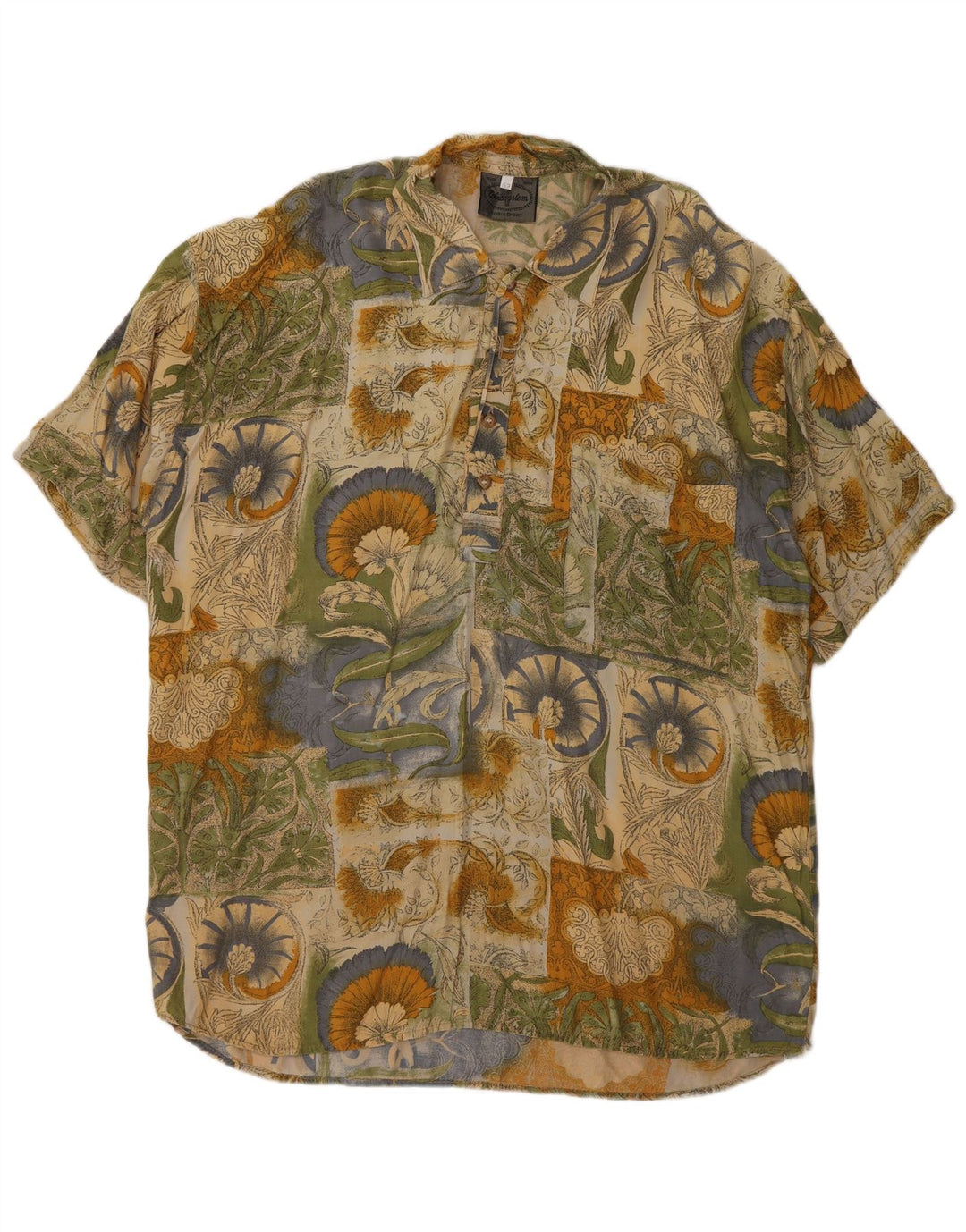 Camicia pullover vintage da uomo IT 52 grande patchwork multicolore