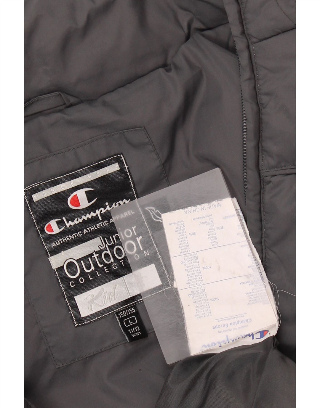 Giacca imbottita Champion da ragazzo 11-12 anni Large in poliammide grigio