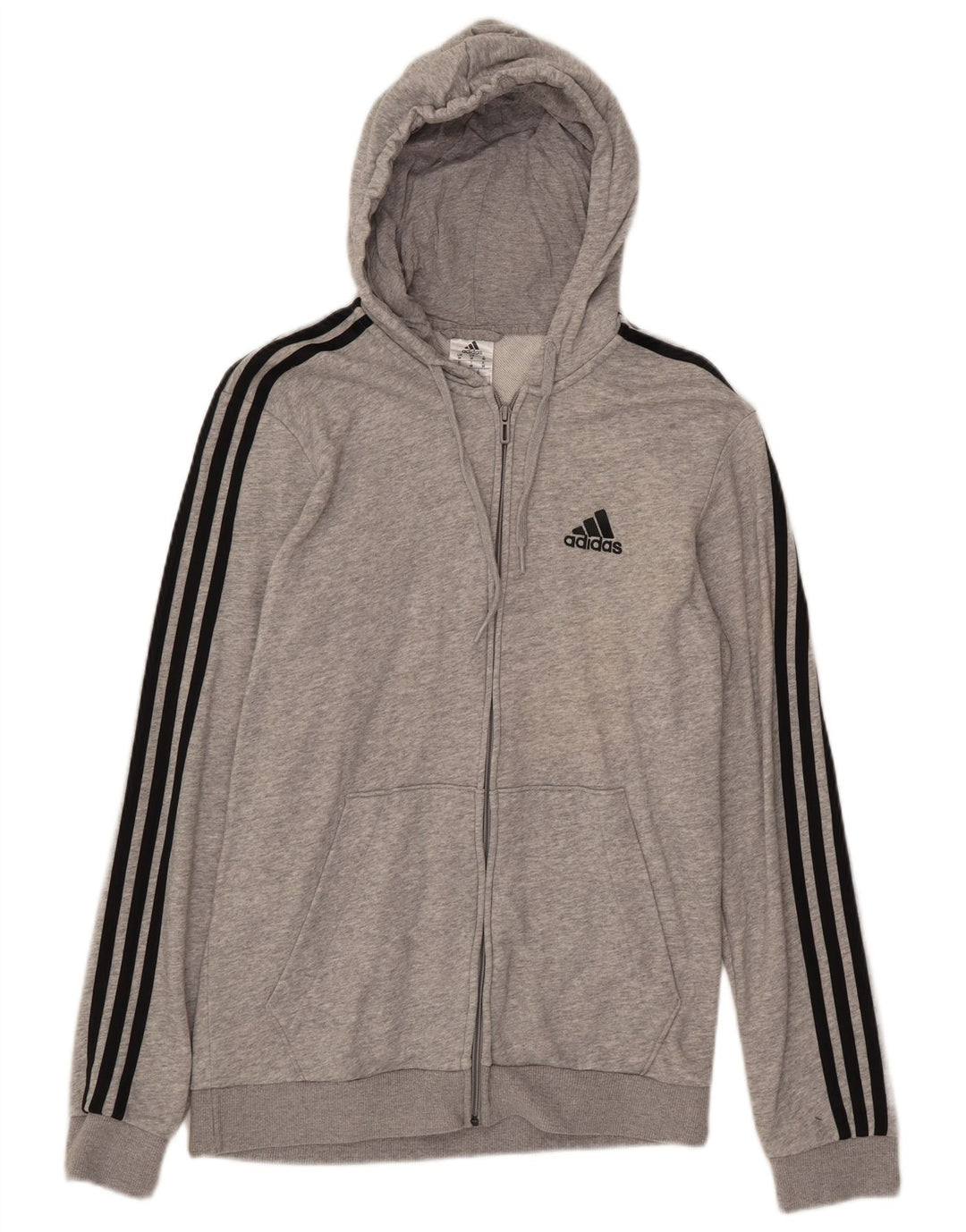 Maglione con cappuccio e zip da uomo ADIDAS in cotone screziato grigio medio
