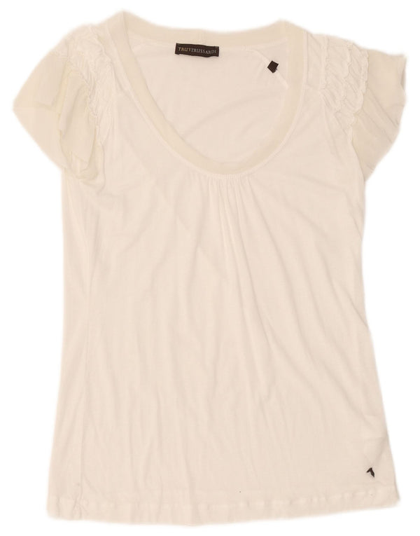 T-shirt donna Trussardi a maniche corte Regular UK 10 Small Lyocell bianco