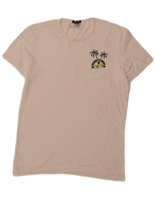JUST CAVALLI T-shirt da uomo Top Large in cotone bianco sporco