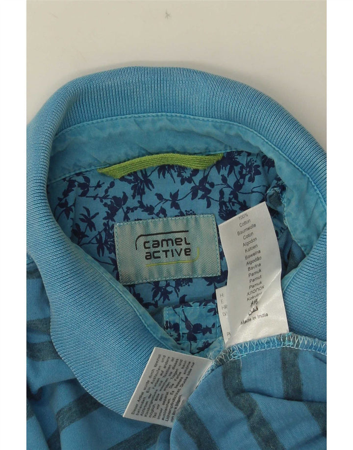 Polo da uomo Camel Active in cotone a righe grandi blu