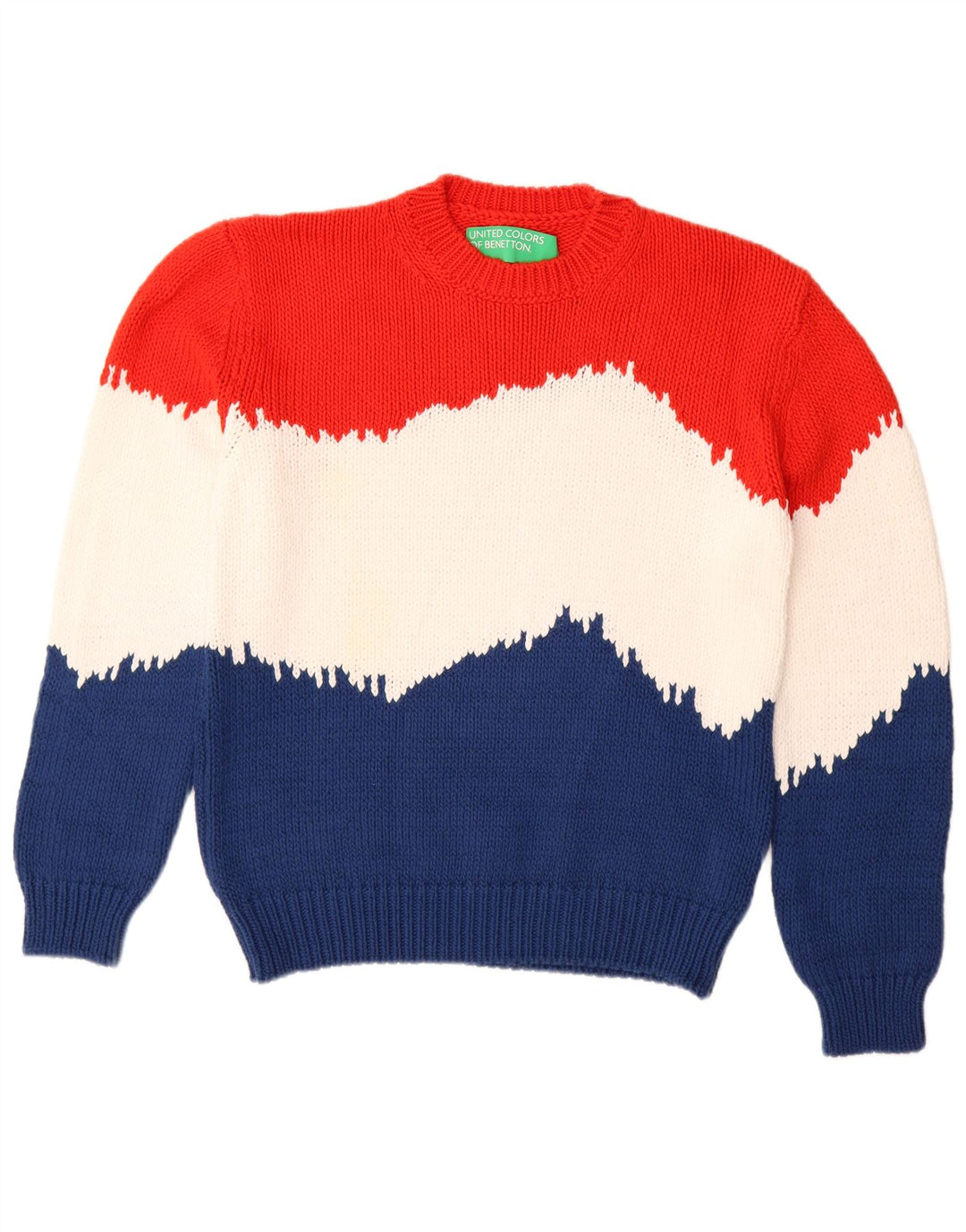 BENETTON Maglione girocollo da donna UK 14 medio multicolore