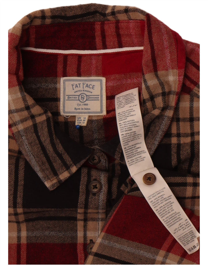Camicia di flanella da donna Fat Face UK 16 Grande cotone a quadri rossi
