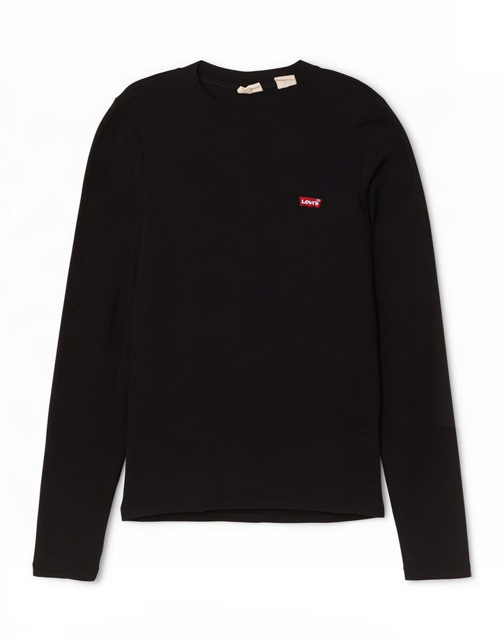 Levi's Top da donna a maniche lunghe UK 10 piccolo in cotone nero