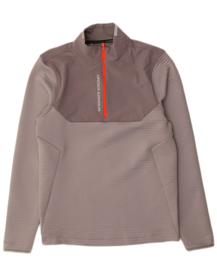 Maglia da ginnastica Under Armour da uomo con grafica e collo con zip, piccola, grigia