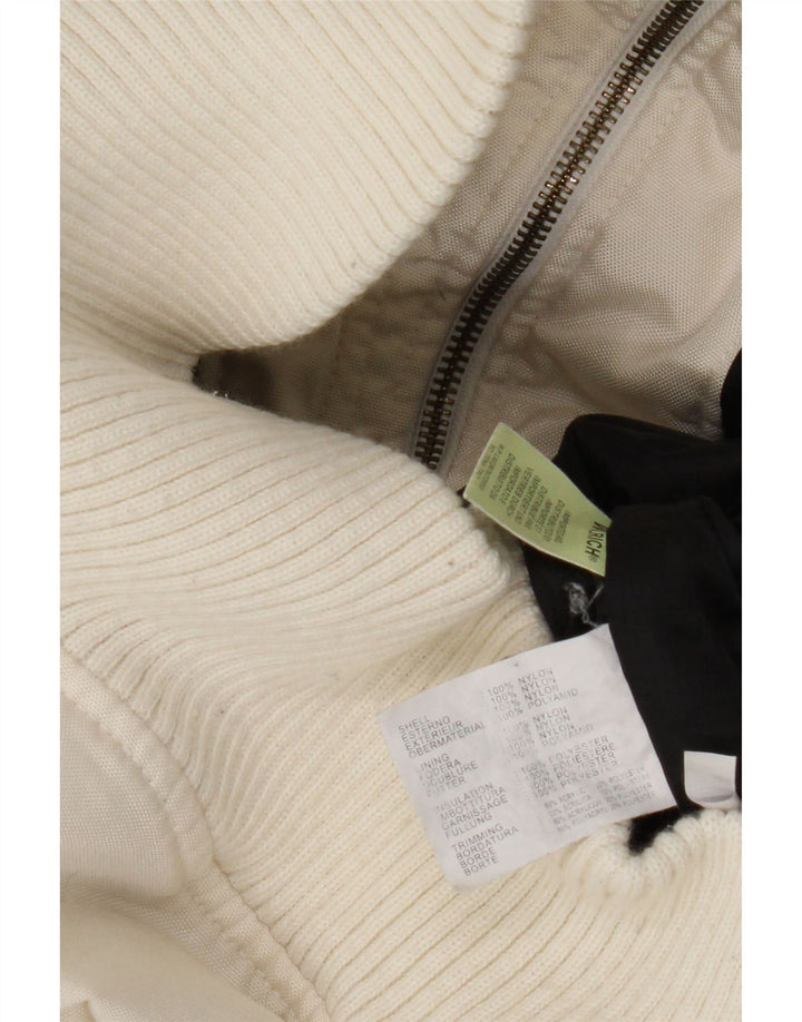 Bomber con cappuccio da donna Woolrich UK 10 piccolo nylon bianco sporco