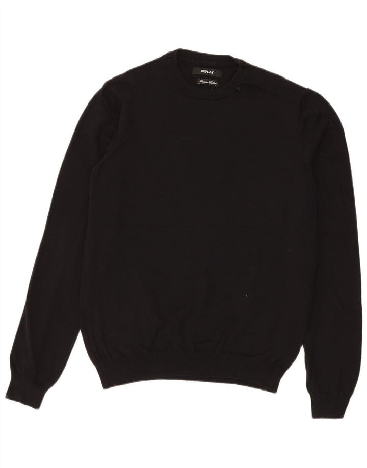 Maglione maglione girocollo da uomo Replay in cotone nero medio