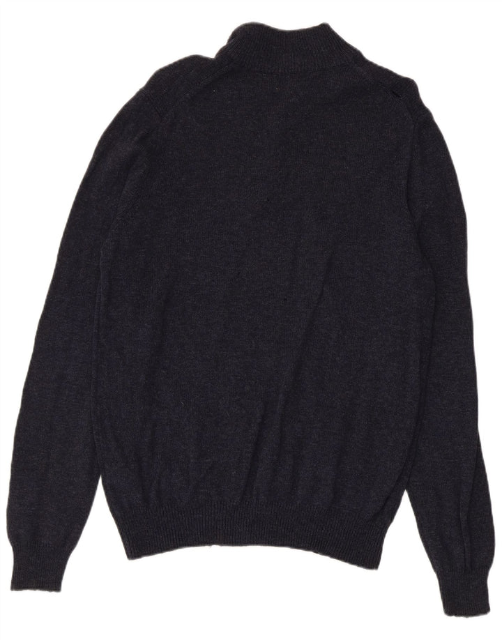 Maglione da uomo Marks & Spencer con zip e collo medio blu navy screziato
