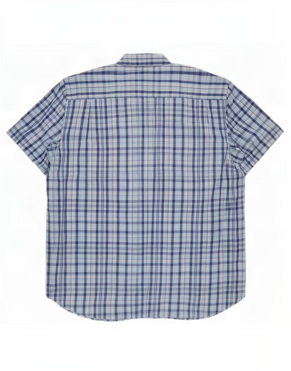 Harrison & Son Mens Short Sleeve Shirt XL Blue Check Cotton