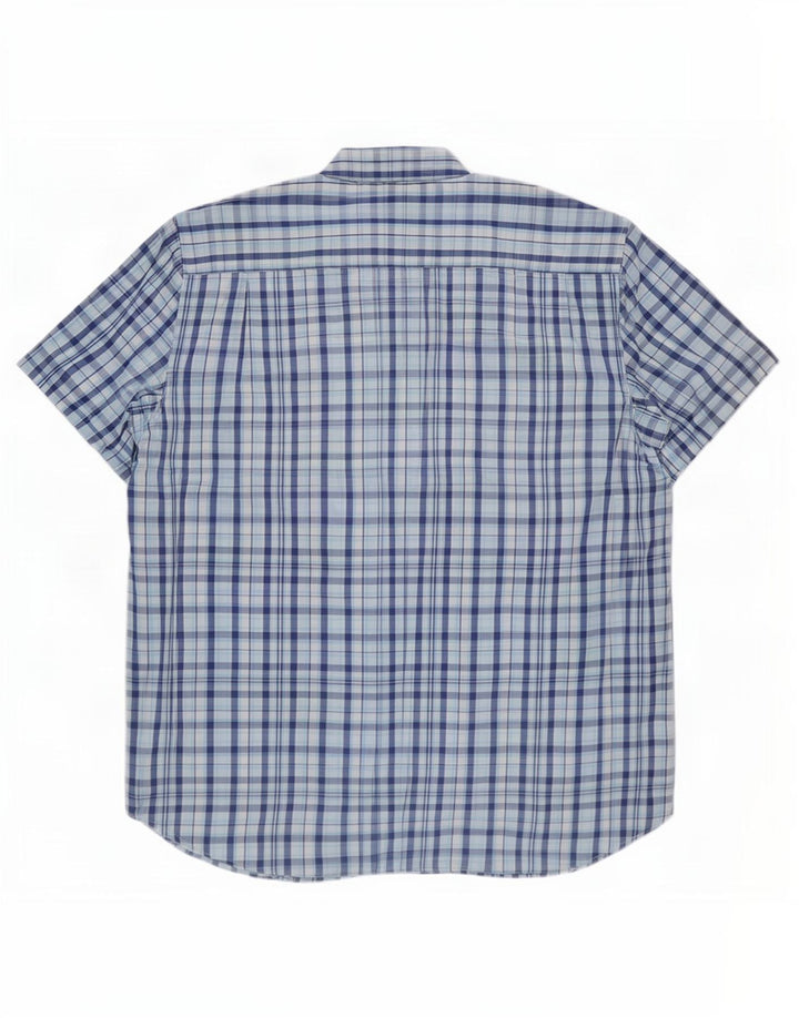 Camicia a maniche corte da uomo Harrison & Son XL in cotone a quadri blu