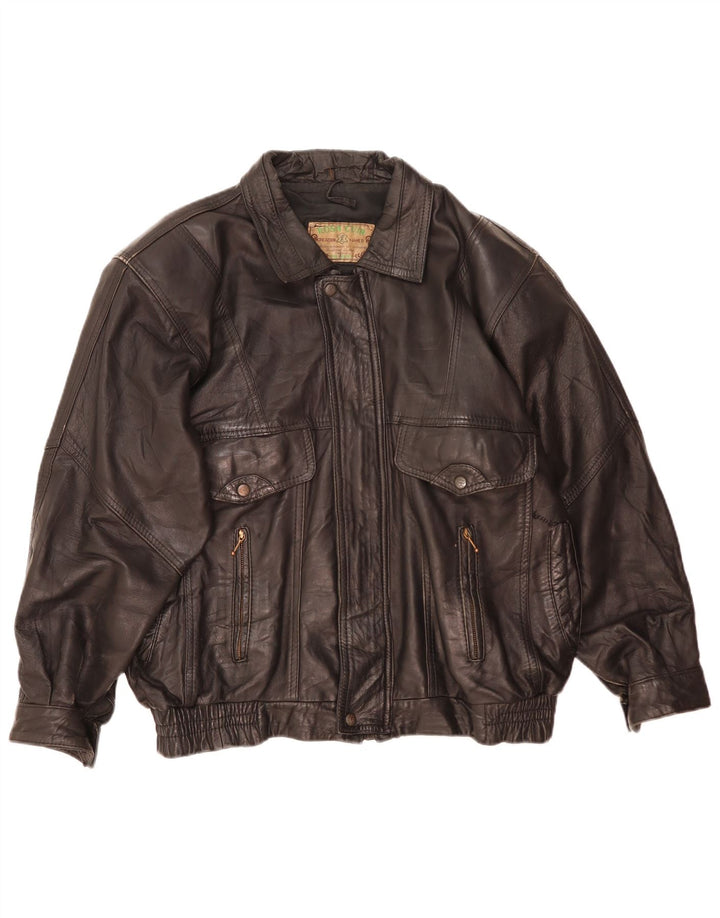 Giacca in pelle da uomo Rosa Cuir UK 40 grande pelle nera