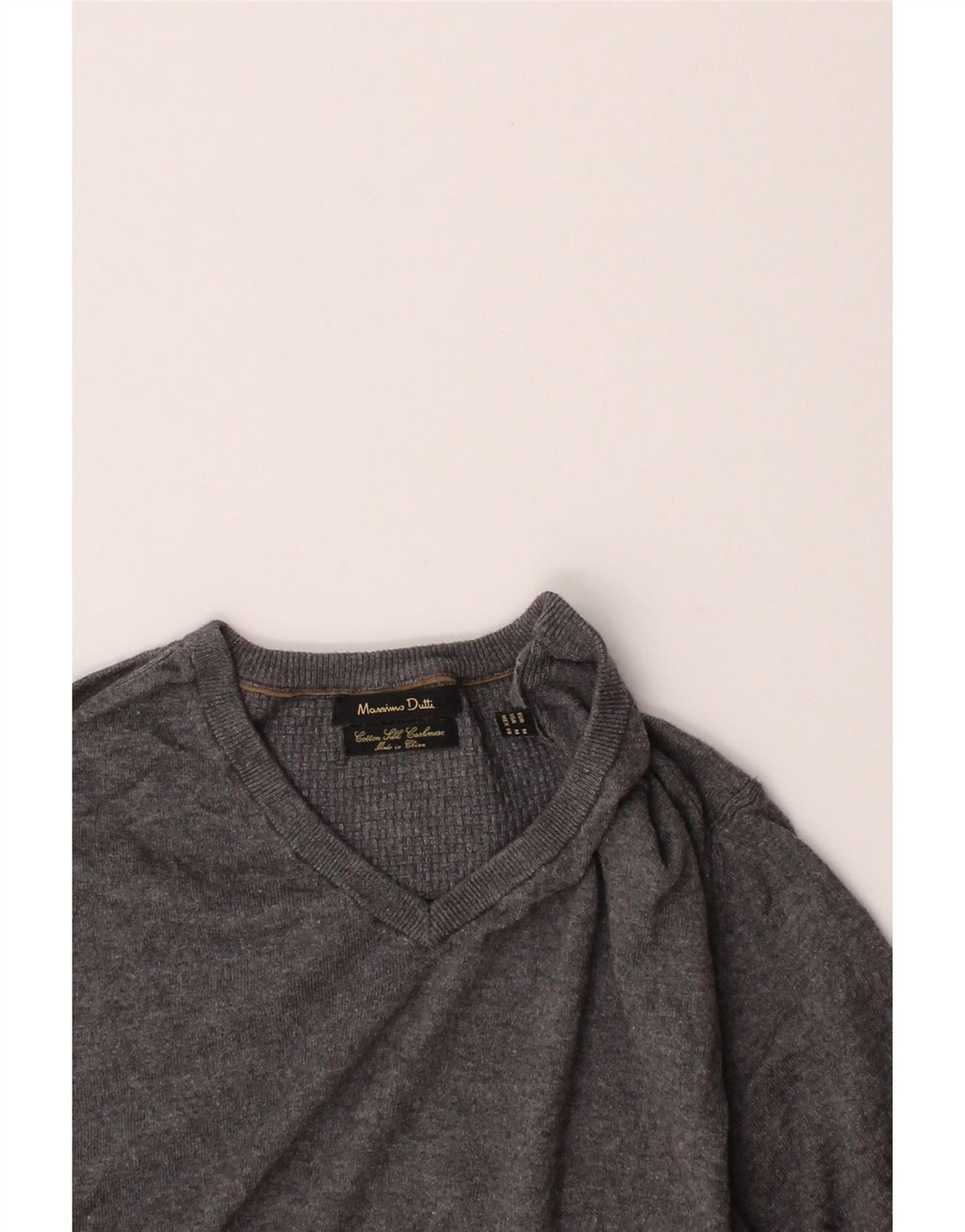 MASSIMO DUTTI Mens V-Neck Jumper Sweater Medium Grey Cotton Vintage Massimo Dutti and Second-Hand Massimo Dutti from Messina Hembry 