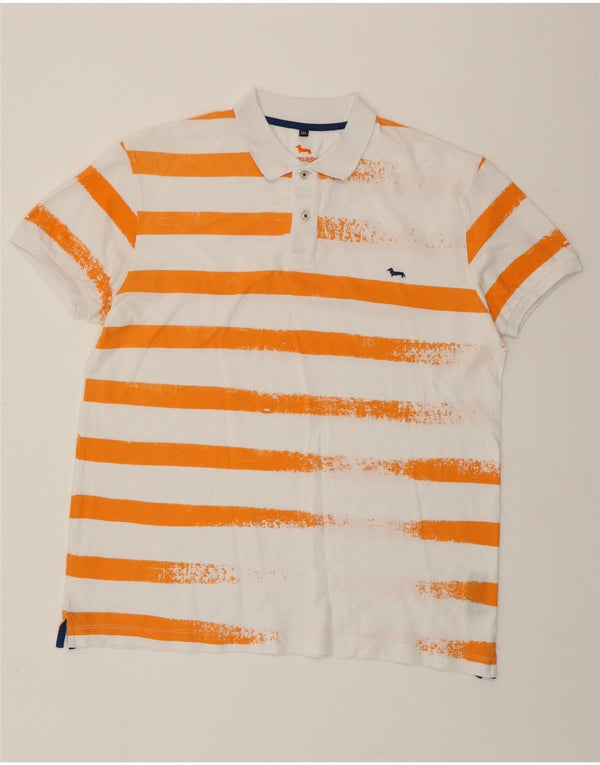 Polo da uomo vestibilità stretta HARMONT & BLAINE 3XL cotone a righe bianche