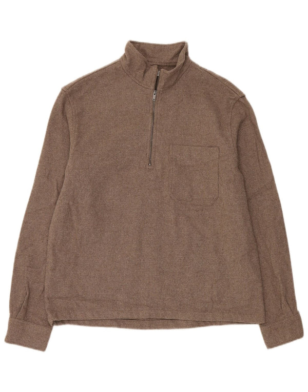 Maglione Zara da uomo con zip e collo piccolo in acrilico beige