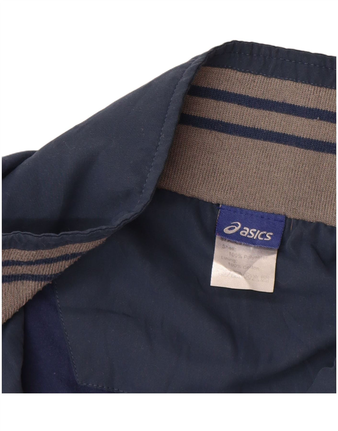 Giacca da ginnastica ASICS da uomo XL in poliestere color block blu navy