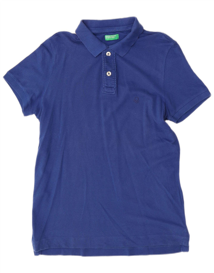 Polo Uomo Benetton in cotone Blu Medio