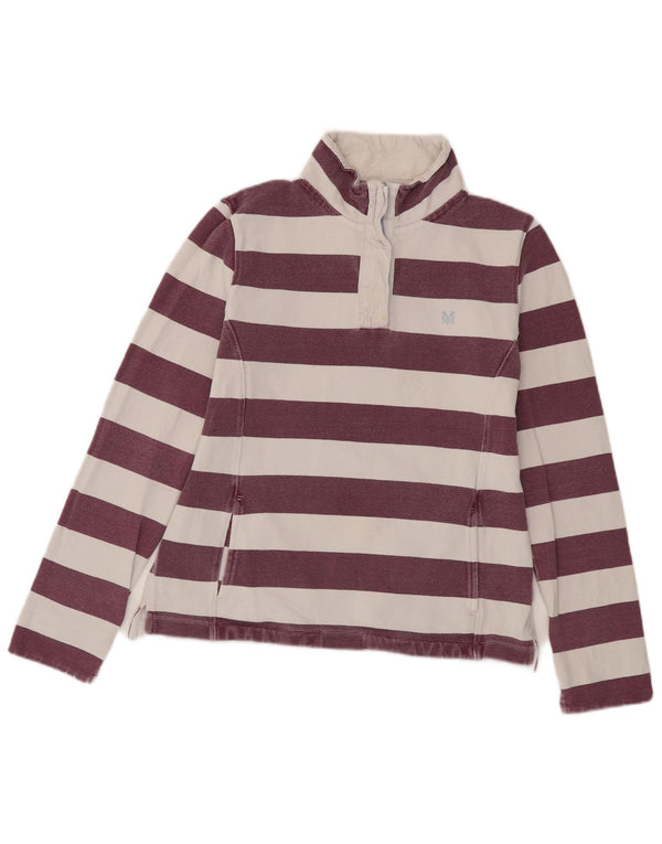 Crew Clothing Felpa da donna con collo con zip, maglione UK 10, piccola a righe bianche